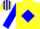 Silk - Yellow, blue diamond, blue sleeves, yellow cap, blue stripes