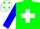 Silk - Green, white cross, blue arms, white cap, green spots
