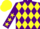 Silk - Purple and yellow diamonds, purple sleeves, yellow stars, yellow cap