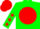 Silk - Green, red ball, white 'cns,' red stars on sleeves, green and red cap