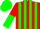 Silk - Red and green stripes, red and green halved sleeves, green cap