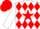 Silk - White, red star, red diamonds on white sleeves, red cap