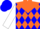 Silk - Blue, orange yoke, orange 'w', orange diamonds on white sleeves, blue cap