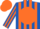 Silk - Royal blue, orange ball, orange stripes on sleeves, royal stripes on orange cap