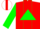 Silk - Red, white 'gg' on green triangle panel, red band on green sleeves