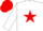 Silk - White, white 'jrc' on red star, red cap