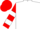 Silk - White, red 'r,' red sleeves, white hoop, red cap, white 'r'