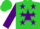 Silk - Lime, lime 'dj' in purple star, purple stars and cuffs on sleeves