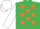 Silk - Emerald green, orange stars, white sleeves and cap