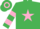 Silk - Emerald green, pink star, hooped sleeves and cap