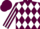 Silk - MAROON and WHITE DIAMONDS, striped sleeves, maroon cap