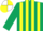 Silk - DARK GREEN and YELLOW STRIPES, dark green sleeves, white and yellow quartered cap