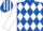 Silk - ROYAL BLUE and WHITE DIAMONDS, white sleeves, striped cap