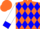 Silk - Orange, white 'fla' on blue diamonds, blue cuffs on white sleeves