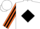Silk - White, orange & black 'rj', orange & black diamond stripe on sleeves, white cap