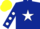 Silk - Dark blue, white star, dark blue sleeves, white spots, yellow cap