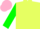 Silk - Canary yellow, pink circled 't', forest green sleeves, pink cap