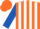 Silk - orange and white stripes, royal blue sleeves, orange cap