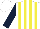 Silk - White, yellow stripes, dark blue sleeves, white cap