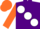 Silk - Purple, large white spots, orange sleeves and cap