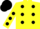 Silk - Neon yellow with black dots, neon yellow sleeves with black dots, black cap