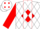 Silk - White, red 'mr', red diamond panel, white diamonds on red sleeves