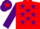 Silk - Red, purple stars and sleeves, purple cap, red star