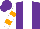 Silk - Purple, white stripe, orange bars on white sleeves, purple cap