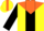 Silk - Yellow, orange yoke, black v panel, white bars on black sleeves