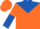 Silk - Neon orange, royal blue yoke and mss, neon orange and royal blue halved sleeves, neon orange cap