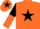 Silk - Orange, black star, black and orange halved sleeves, orange cap, black star