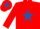 Silk - Red, royal blue star, royal blue star on cap