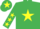 Silk - Emerald green, yellow star, yellow stars on sleeves, yellow star on cap