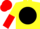 Silk - Yellow, black ball, yellow and red halved sleeves, red cap