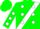 Silk - Green, green 'rbr' on white sash, white dots