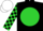 Silk - black, lime green disc, white sleeves, lime green checked, white cap