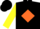 Silk - Black, yellow 'b' on orange diamond, orange blocks on yellow sleeves