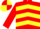Silk - RED and YELLOW CHEVRONS, red sleeves, quartered cap