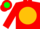 Silk - Red, green 'h' on gold ball
