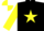 Silk - BLACK, yellow star and sleeves, yellow and white quartered cap