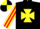 Silk - Black, yellow maltese cross, yellow and red striped sleeves, yellow and black quartered cap