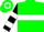 Silk - Green, white m emblem over black & white belt
