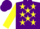 Silk - Purple, yellow stars, purple bars on yellow sleeves, purple cap
