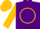 Silk - Purple, gold circle and 'c,' gold sleeves, two purple hoops, gold cap