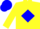 Silk - Yellow, black 'es' on white & blue diamond, blue cap