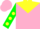 Silk - Pink, yellow yoke, green sleeves, yellow dots