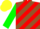 Silk - Red and brown diagonal stripes, green sleeves, yellow cap