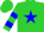 Silk - Lime green, blue star, blue bars on sleeves, lime green cap