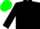 Silk - Black, green trim, emblem on right sleeve, celtic trinity emblem on back, mat cap