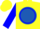 Silk - Yellow, royal blue ball, yellow 'gjd,' blue circle on sleeves, yellow cap, blue pompon